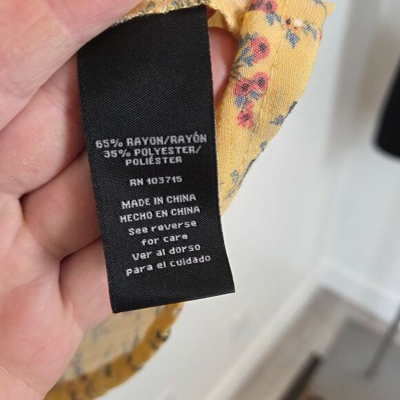 Zac & Rachel Butter Yellow Floral Blouse Top Peasant Cottagecore  Modest Large - Picture 9 of 9